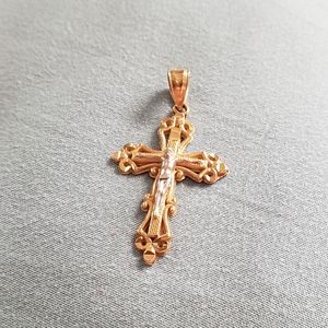 Gold and Silver 14K Cross Pendant
